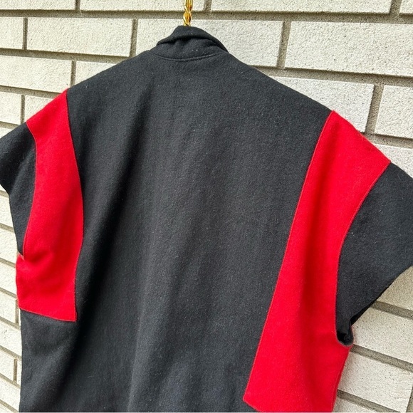 Vintage The Daily Planet Wool Vest Jacket Black Red Nepal Sz M Boho Ethnic Trim - Picture 9 of 9